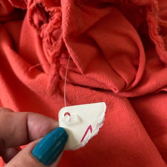 Maria de Guadalajara Womens poncho wrap Top Fringe Salmon Coral 100% cotton - Picture 7 of 8